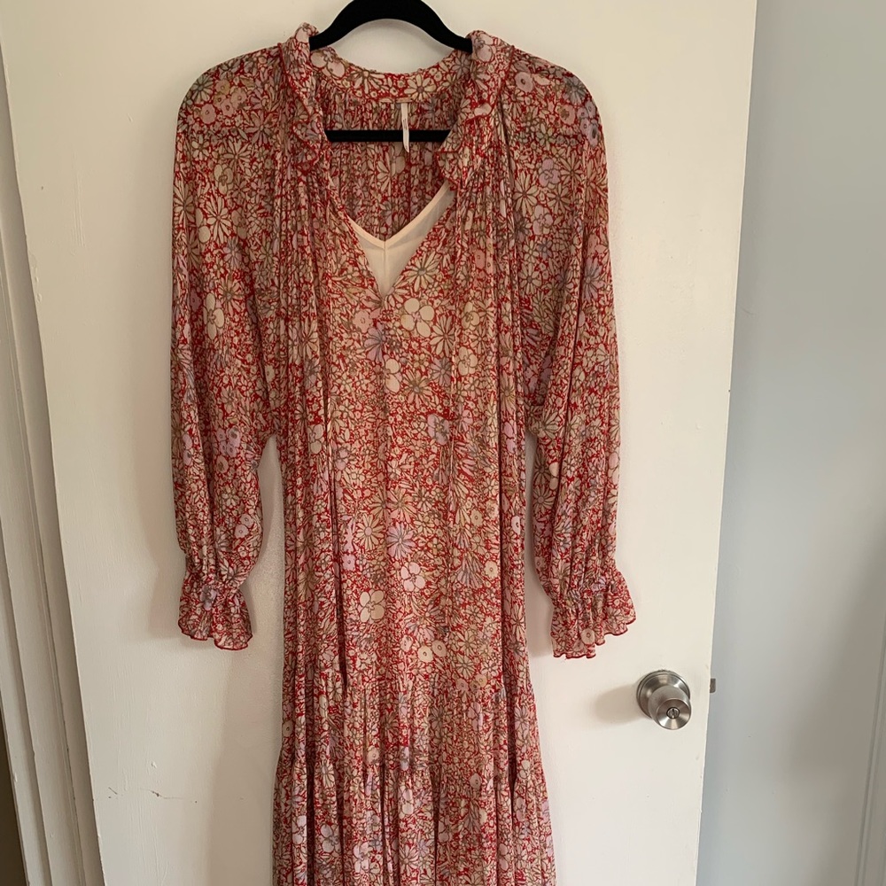 Free People Red Floral Maxi Dress